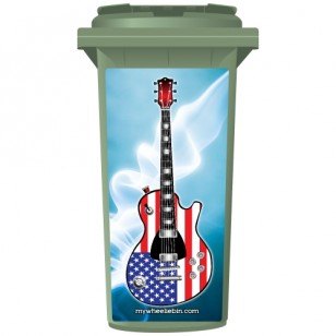 Stars And Stripes Guitar Wheelie Bin Sticker Panel